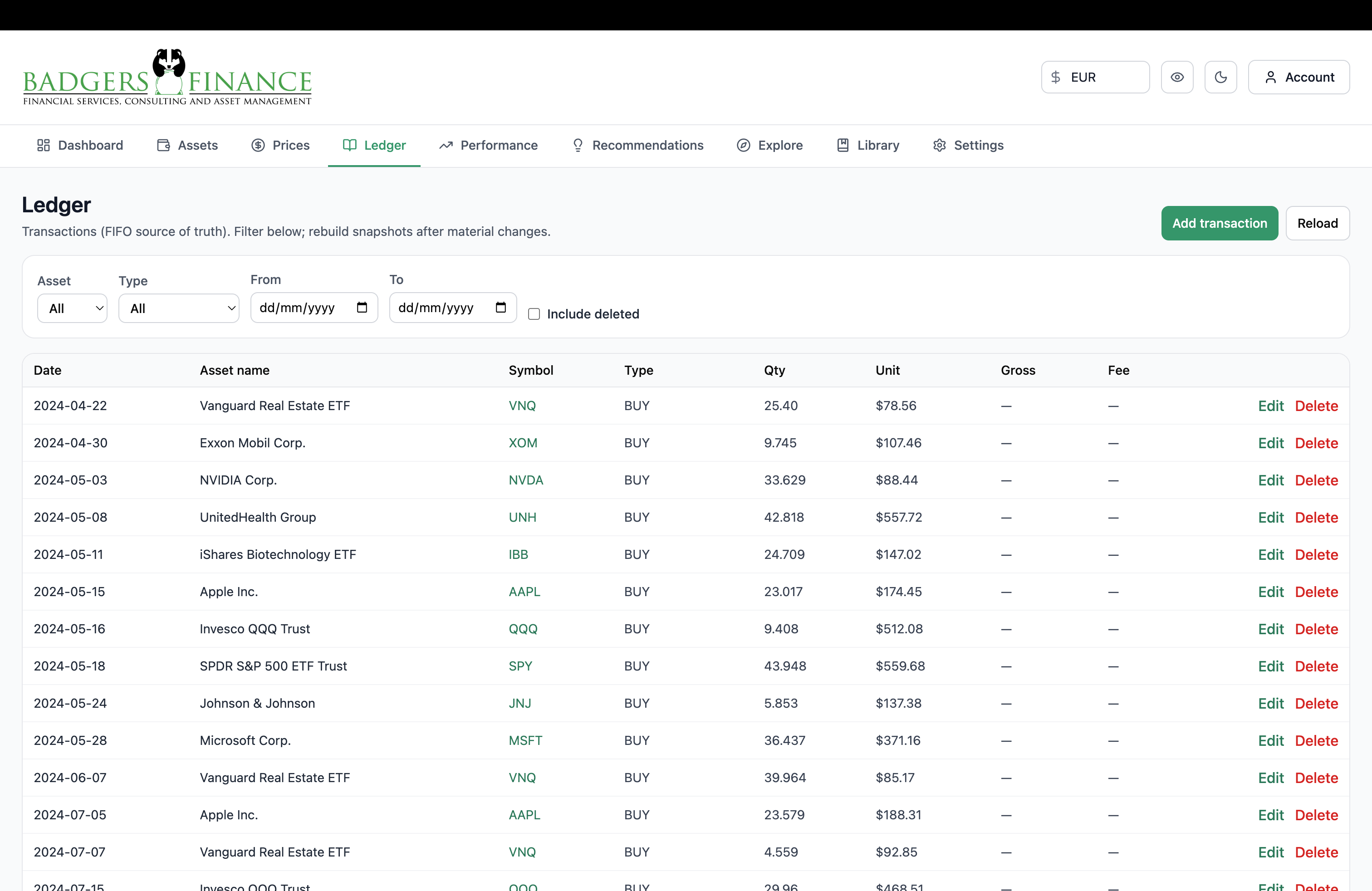 Transaction Ledger